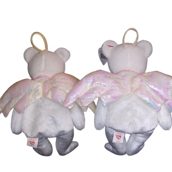 TY BEANIE BABY HALO ANGEL BEAR BROWN NOSE 1998 IRIDESCENT WINGS Lot of 2 Errors - Picture 4 of 8